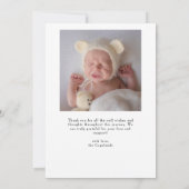 クリスマスの喜び白写真誕生のお知らせ 案内状 (裏面)