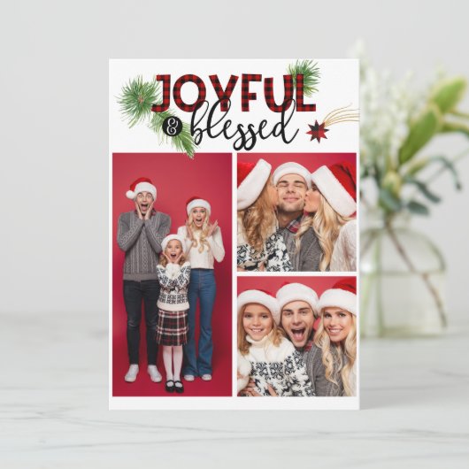 クリスマスの喜び賛美と赤い格子柄のスター3の写真 (スタンド正面)