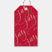 クリスマスの喜び赤ミニマルと金ゴールドを広げる ギフトタグ (裏面)