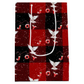 クリスマスの喜び鳩と雪の結晶 ミディアムペーパーバッグ (裏面)