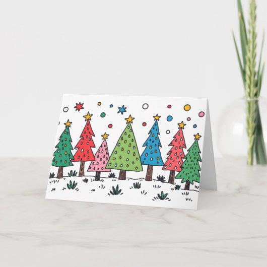 クリスマスの喜び かわいいドゥードルアートスタイル カード (正面)