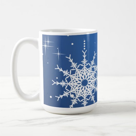 クリスマスの喜び オーナメント 雪の結晶 名前入り コーヒーマグカップ (左)