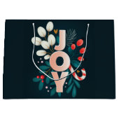 クリスマスの喜び – キャンディーケーン&リーフ ラージペーパーバッグ (正面)