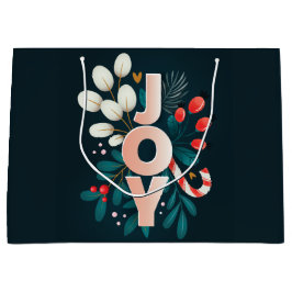 クリスマスの喜び – キャンディーケーン&リーフ ラージペーパーバッグ