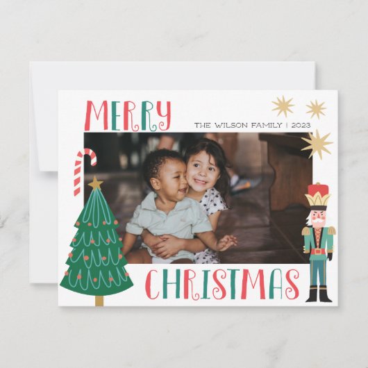 クリスマスの喜び クリスマス家族写真  ホリデーカード (正面)