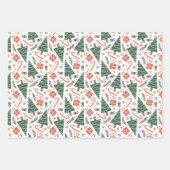 クリスマスの喜び、ココア、木々&ギフト ラッピングペーパーシート (正面3)