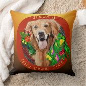 クリスマスの喜び ゴールデンレトリバー 楽しいひと時 クッション (ブランケット)