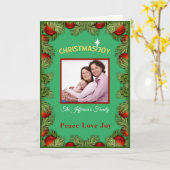 クリスマスの喜び 平和 愛 家族の写真 オーダーメイド カード (黄色い花)