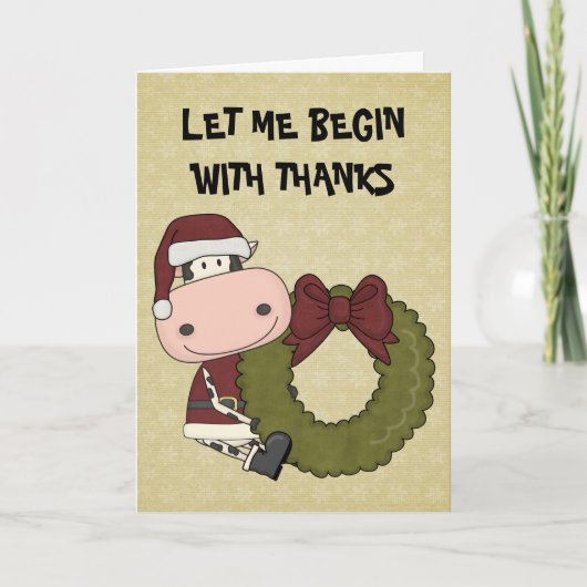 クリスマスの喜び-牛は感謝していしています シーズンカード (正面)