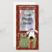クリスマスの喜び、犬と猫のカスタムフォトカード、Vert。 シーズンカード (正面/裏面)