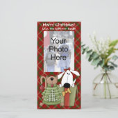 クリスマスの喜び、犬と猫のカスタムフォトカード、Vert。 シーズンカード (スタンド正面)