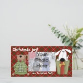 クリスマスの喜び、犬と猫カスタムの写真カード シーズンカード (スタンド正面)