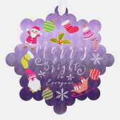 クリスマスの喜び 紫色 オーナメントカード (正面)