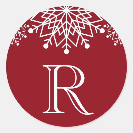 クリスマスの喜び 赤と白の封筒シール ラウンドシール (正面)