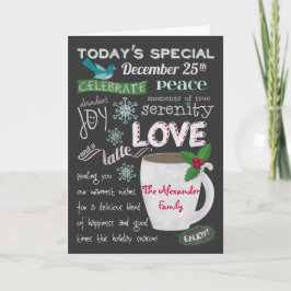 クリスマスの喫茶店の黒板はあなたの名前を加えます シーズンカード