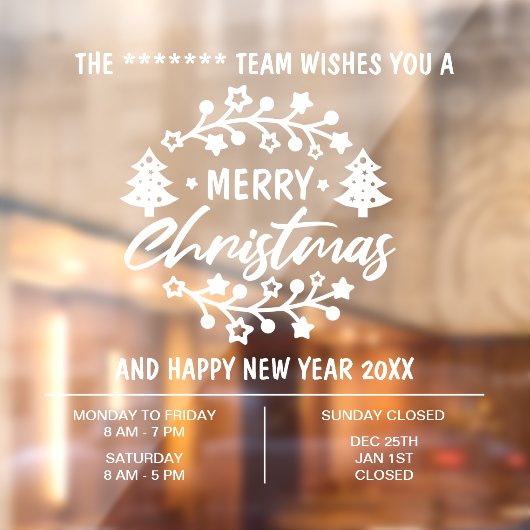 クリスマスの営業時間の看板 ウィンドウサイン (シート2)