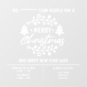 クリスマスの営業時間の看板 ウィンドウサイン (シート)