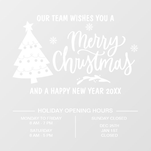 クリスマスの営業時間 ビジネス用 ウィンドウサイン (シート)