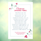 クリスマスの営業時間、緑と赤のホーリー ウィンドウサイン (シート3)