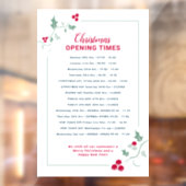 クリスマスの営業時間、緑と赤のホーリー ウィンドウサイン (シート2)