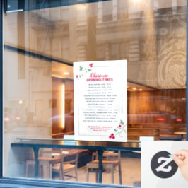 クリスマスの営業時間、緑と赤のホーリー ウィンドウサイン