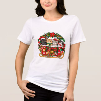 クリスマスの四匹の仔猫 トライブレンドTシャツ