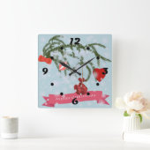 クリスマスの四角い壁掛け時計 スクエア壁時計 (ホーム)