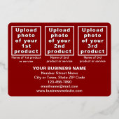 クリスマスの四角形に赤いビジネスブランド 箔シーズンカード (裏面)