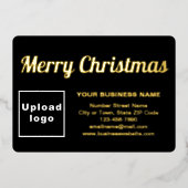 クリスマスの四角形に黒のビジネスブランド 箔シーズンカード (正面)