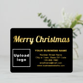 クリスマスの四角形に黒のビジネスブランド 箔シーズンカード (立ち正面)