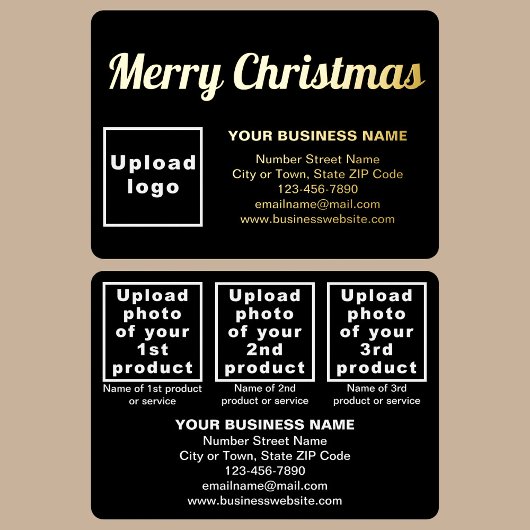 クリスマスの四角形に黒のビジネスブランド 箔シーズンカード