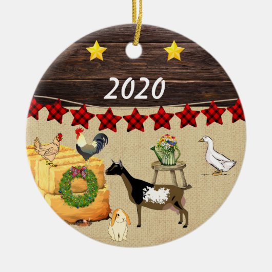 クリスマスの国のナイジェリア人の矮星ヤギ セラミックオーナメント (正面)
