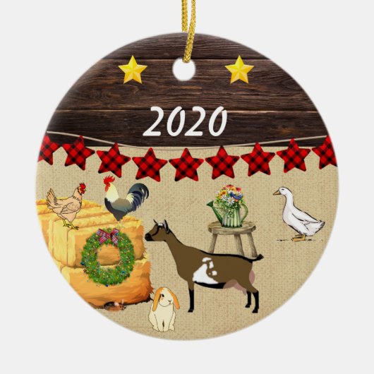 クリスマスの国のナイジェリア人の矮星ヤギ セラミックオーナメント (正面)