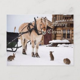 クリスマスの国の農場の牧畜動物の話の友人 シーズンポストカード