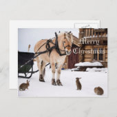クリスマスの国の農場の牧畜動物の話の友人 シーズンポストカード (正面/裏面)