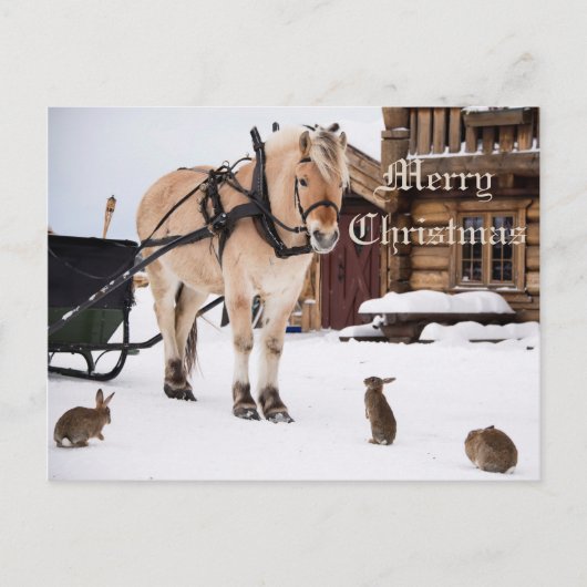 クリスマスの国の農場の牧畜動物の話の友人 シーズンポストカード (正面)