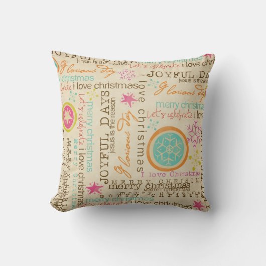 クリスマスの地形、星、雪片の枕 クッション (正面)