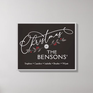 "クリスマスの場所"家族の名前の休日SVG キャンバスプリント