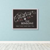 "クリスマスの場所"家族の名前の休日SVG キャンバスプリント (インサイチュ (ウッドフロア))