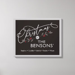 "クリスマスの場所"家族の名前の休日SVG キャンバスプリント