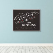 "クリスマスの場所"家族の名前の休日SVG キャンバスプリント (インサイチュ (ウッドフロア))