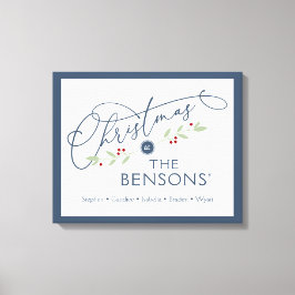 "クリスマスの場所"家族の名前の休日SVG キャンバスプリント