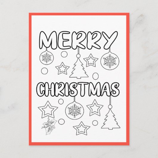 クリスマスの塗り絵アクティビティカード ポストカード (正面)