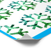 クリスマスの壁にブルーとグリーンの雪の結晶 ポスター (角)