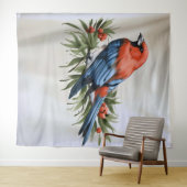 クリスマスの壁アート 鳥とホーリー タペストリー (インサイチュ(横))