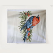 クリスマスの壁アート 鳥とホーリー タペストリー (正面(横))