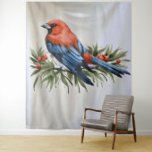 クリスマスの壁アート 鳥とホーリー タペストリー (インサイチュ)
