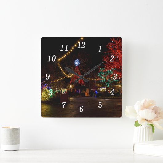 クリスマスの壁掛け時計に点灯させる スクエア壁時計 (ホーム)