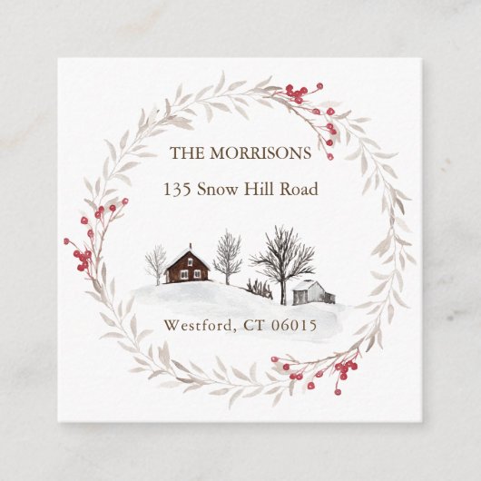 クリスマスの変更アドレスの新しいホーム エンクロージャーカード (正面)