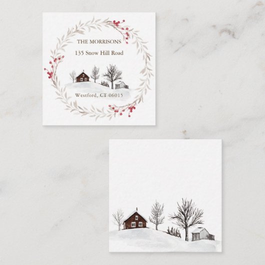 クリスマスの変更アドレスの新しいホーム エンクロージャーカード (正面/裏面)